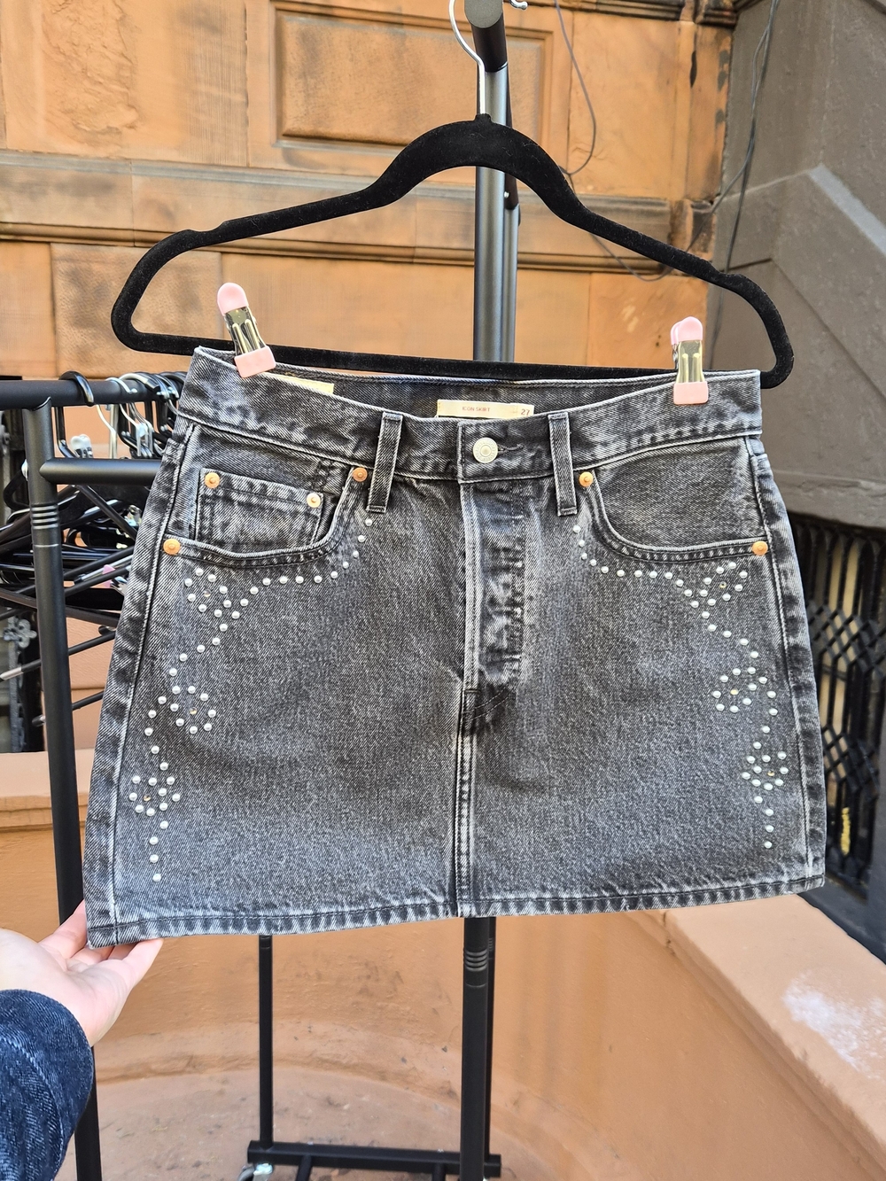 Levi's Studded Black Denim Mini Skirt